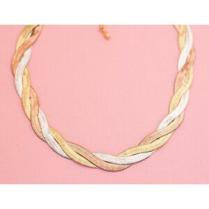 Vintage Gold Tone Serpent Twist Necklace | 18 inch | H12